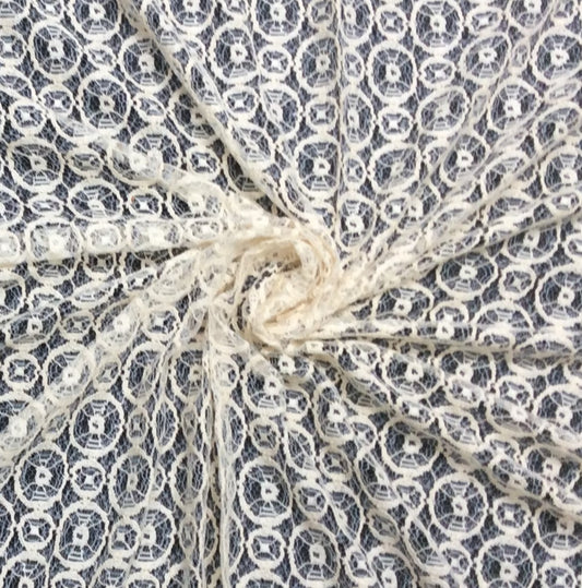 Off White Cotton Nylon Dyeable Net Fabric