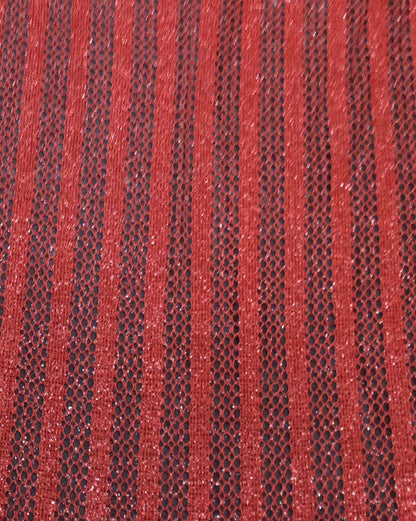 Red Color Shimmer Nylon Net Fabric