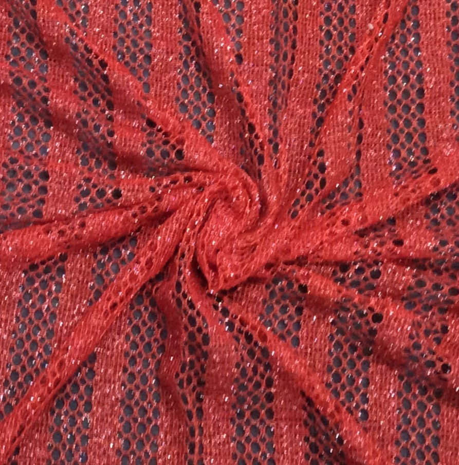 Red Color Shimmer Nylon Net Fabric