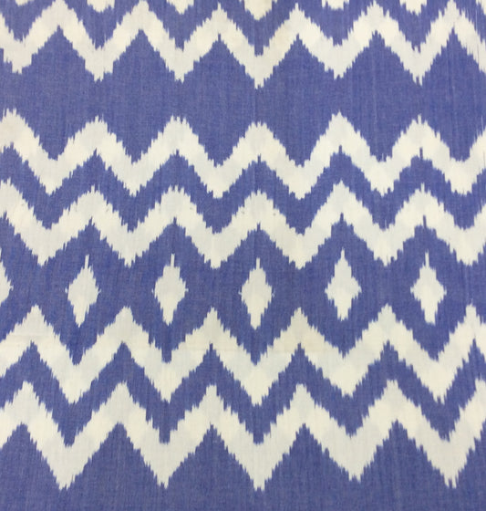 Blue & White Chevron Thick Cotton Handloom Ikat (SKU : IKK-405)