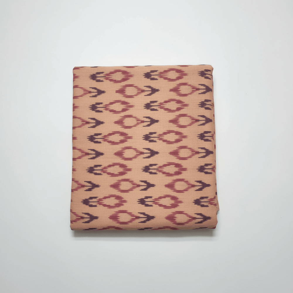 Peach color Fine Quality Handloom Cotton Ikat Fabric for Dress Material | Width: 44"