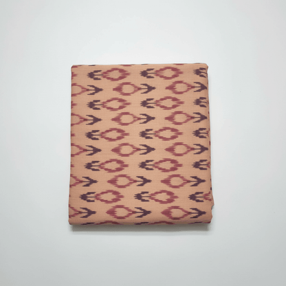 Peach color Fine Quality Handloom Cotton Ikat Fabric for Dress Material | Width: 44"