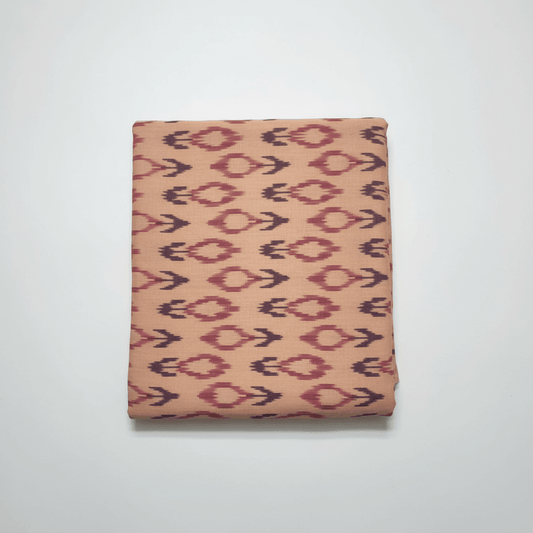 Peach color Fine Quality Handloom Cotton Ikat Fabric for Dress Material | Width: 44"