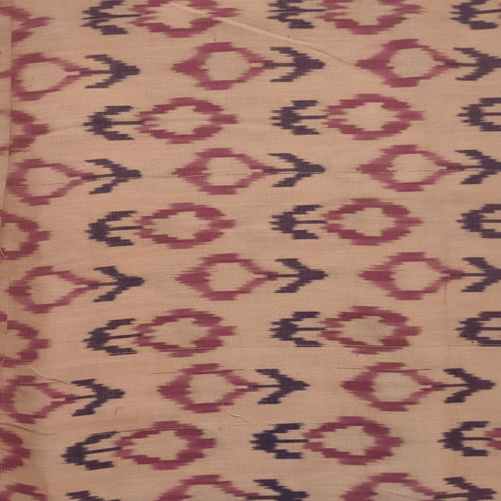 Peach color Fine Quality Handloom Cotton Ikat Fabric for Dress Material | Width: 44"
