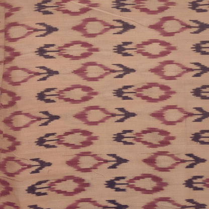 Peach color Fine Quality Handloom Cotton Ikat Fabric for Dress Material | Width: 44"