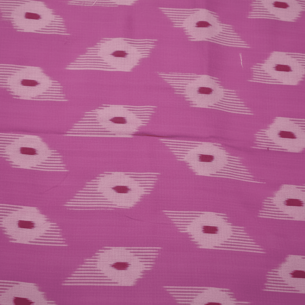 Pink & Red Fine Quality Cotton Handloom Ikat for Dress Material | Width: 44"