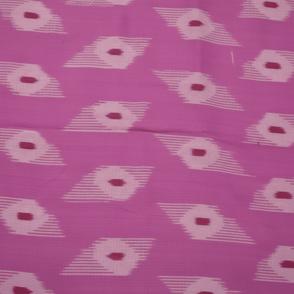 Pink & Red Fine Quality Cotton Handloom Ikat for Dress Material | Width: 44"