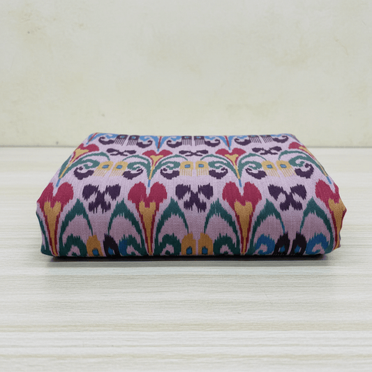 Multicolor Fine Quality Cotton Handloom Ikat for Dress Material | Width: 44"