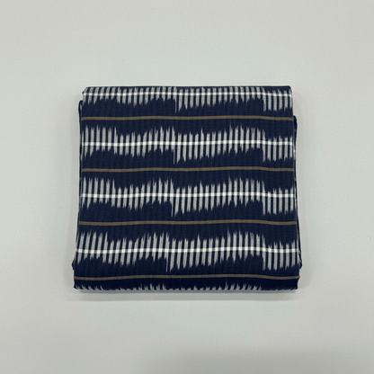 Blue & White Stripe Cotton Handloom Ikat Fabric for Dress Material | Width: 44"