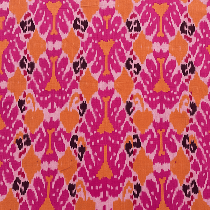 Multicolor Big Pattern Fine Quality Cotton Handloom Ikat Fabric for Dress Material | Width: 44"