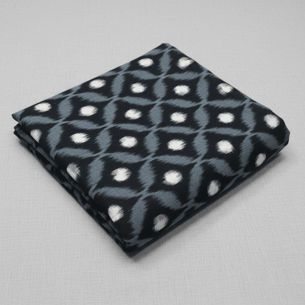 Black & White Cotton Handwoven Double Ikat | SKU: IK-634