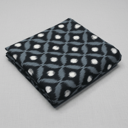 Black & White Cotton Handwoven Double Ikat | SKU: IK-634