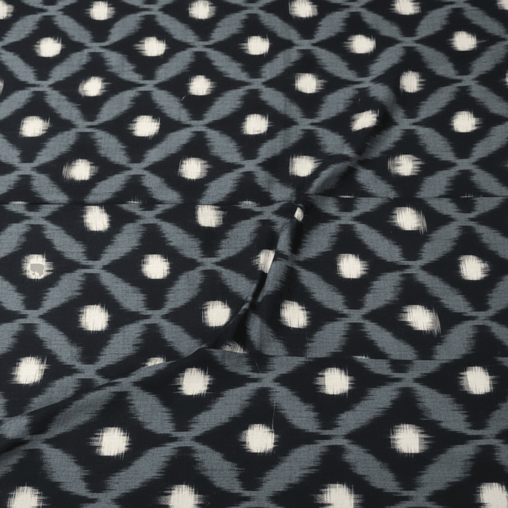 Black & White Cotton Handwoven Double Ikat | SKU: IK-634