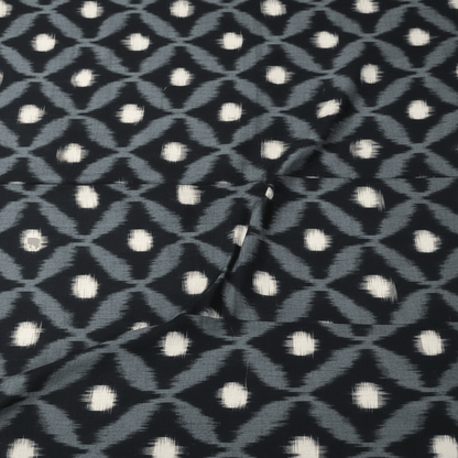 Black & White Cotton Handwoven Double Ikat | SKU: IK-634