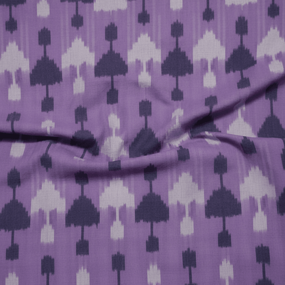 Purple Fine Quality Cotton Handloom Ikat Fabric for Dress Material | Width: 44"