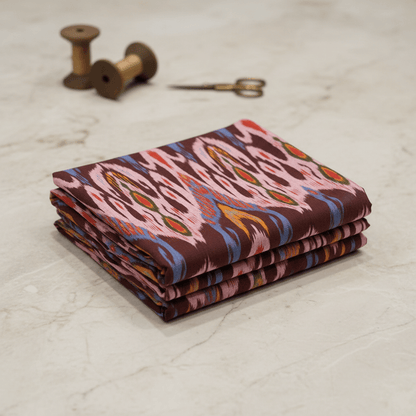 Multicolor Big Pattern Fine Quality Cotton Handloom Ikat Fabric for Dress Material | Width: 44"