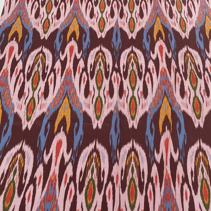Multicolor Big Pattern Fine Quality Cotton Handloom Ikat Fabric for Dress Material | Width: 44"