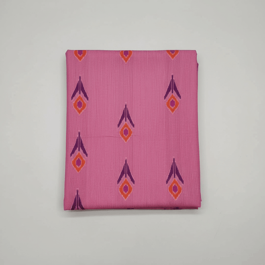 Orange & Purple Stripe Fine Quality Cotton Handloom Ikat Fabric for Dress Material | Width: 44"