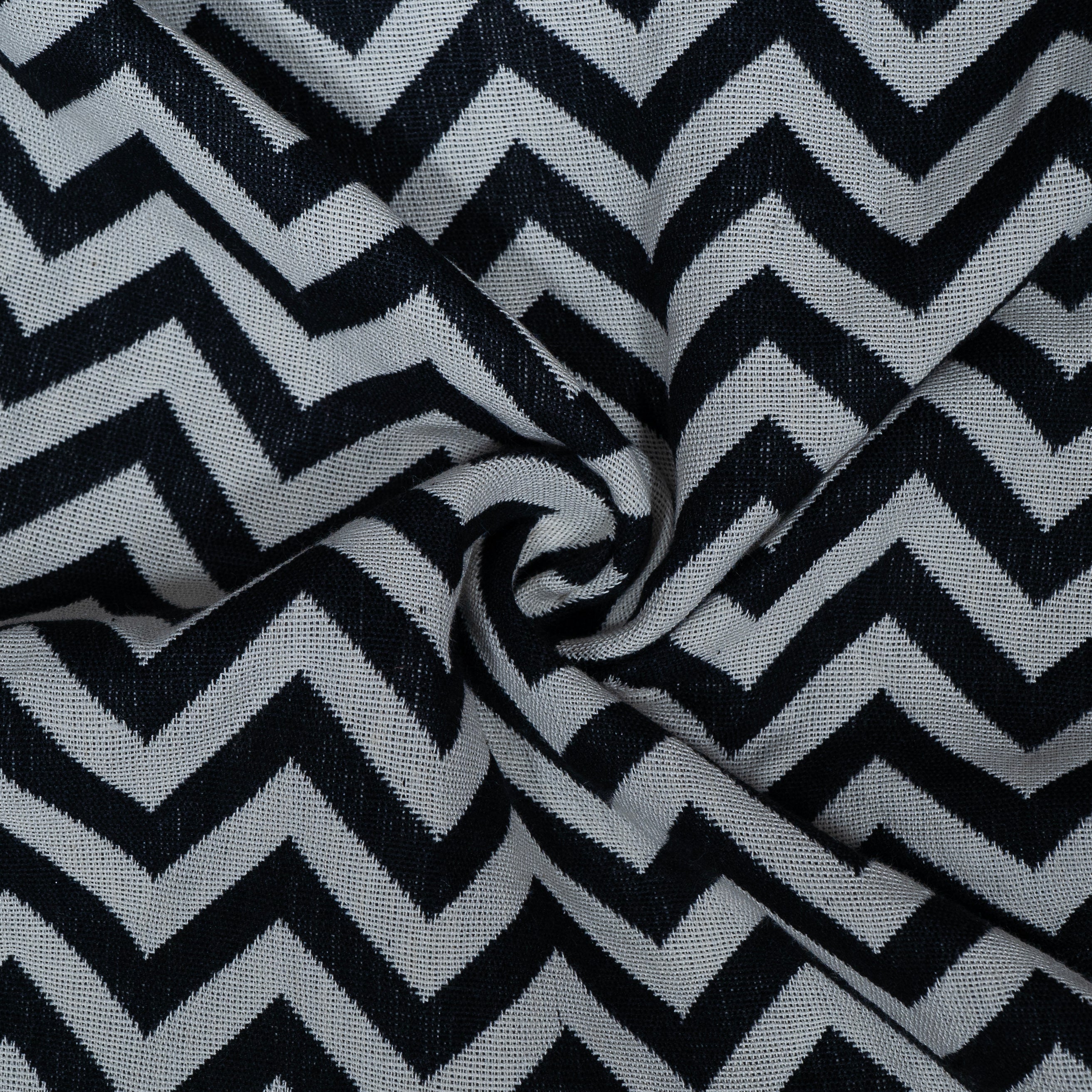 Black & White Chevron Cotton Jacquard (Sku: J-147)