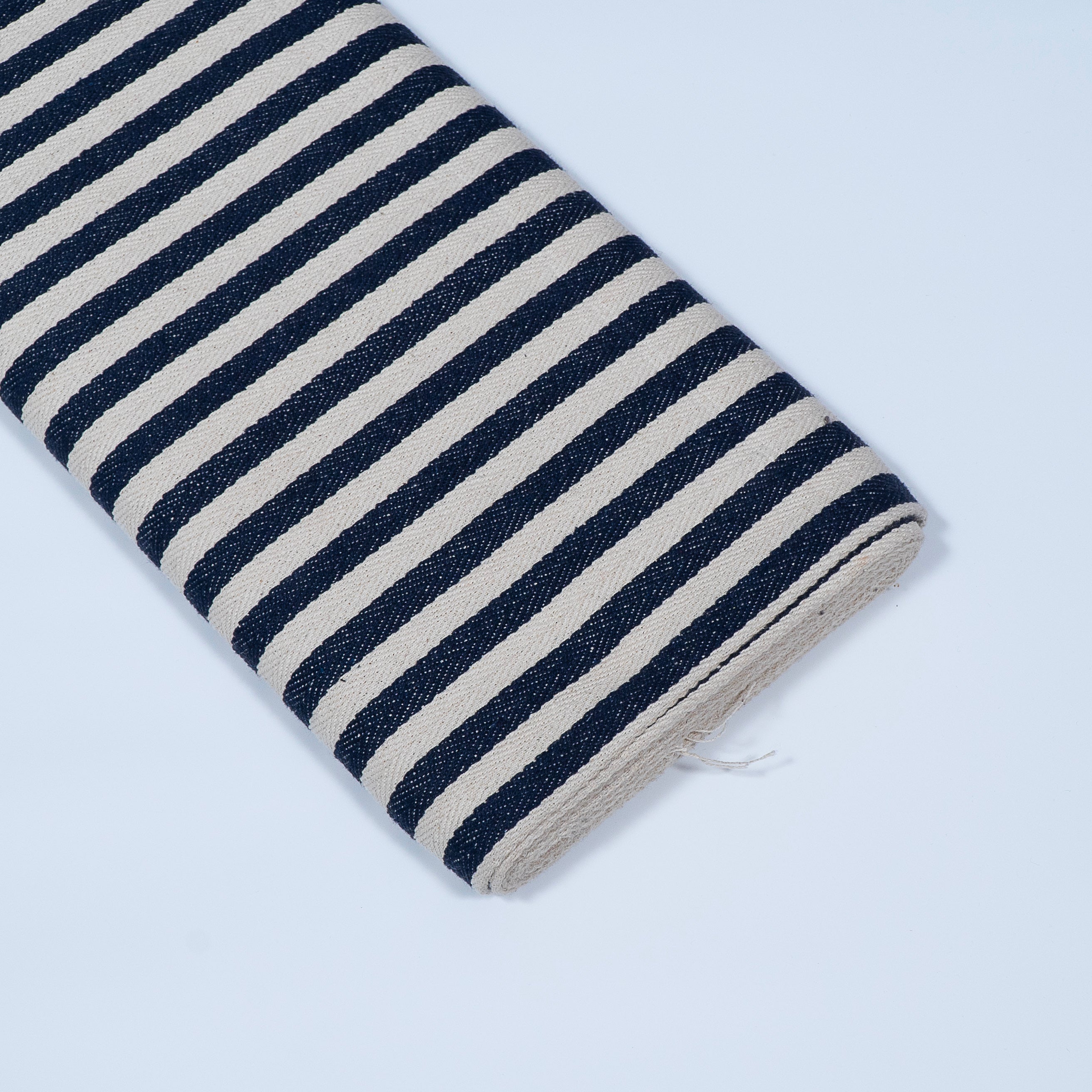 Dark Blue Herringbone Stripe Cotton Jacquard (Sku: J-237)