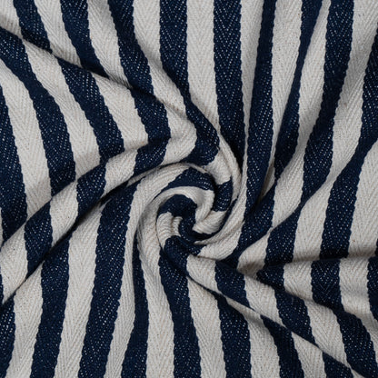 Dark Blue Herringbone Stripe Cotton Jacquard | SKU: J-237
