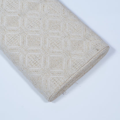 Cream Golden Lurex Cotton Blend Dyeable Jacquard | SKU: J-366