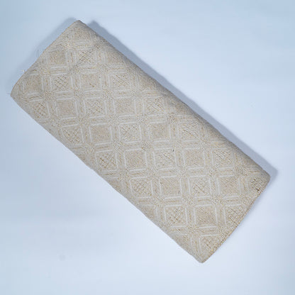 Cream Golden Lurex Cotton Blend Dyeable Jacquard | SKU: J-366