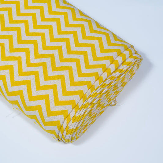 Yellow & White Chevron Cotton Jacquard (Sku: J-372)