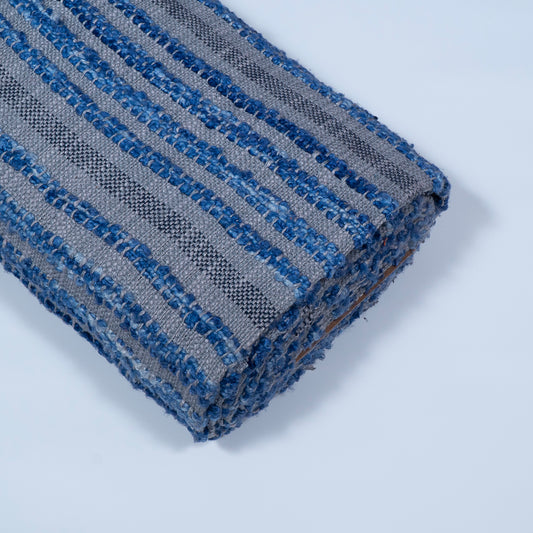 Blue & Grey Cotton Acrylic Jacquard (Sku: J-419)