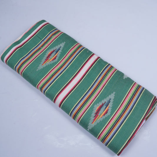 Green Multicolor Lightweight Cotton Jacquard ( SKU: J-423 )