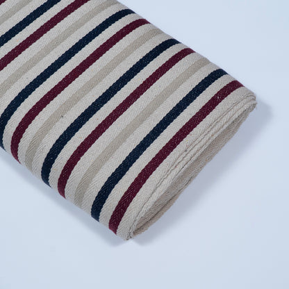 Brown, Beige & Blue Stripe Cotton Blend Jacquard | SKU: J-426