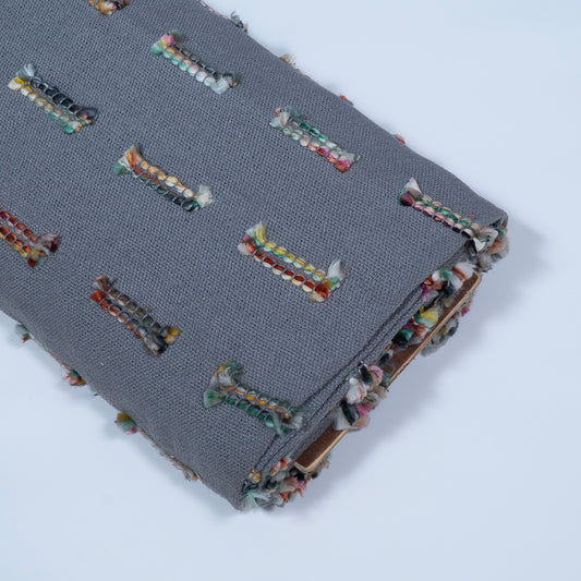 Grey Cotton Acrylic Jacquard (Sku: J-444)