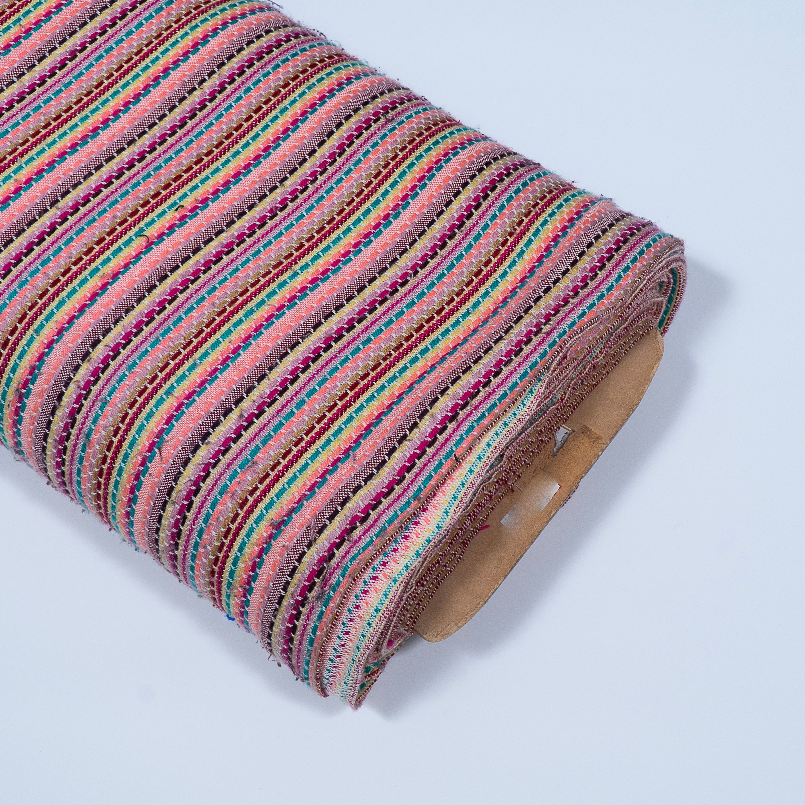 Pink Stripe Cotton Blend Jacquard (Sku: J-451)