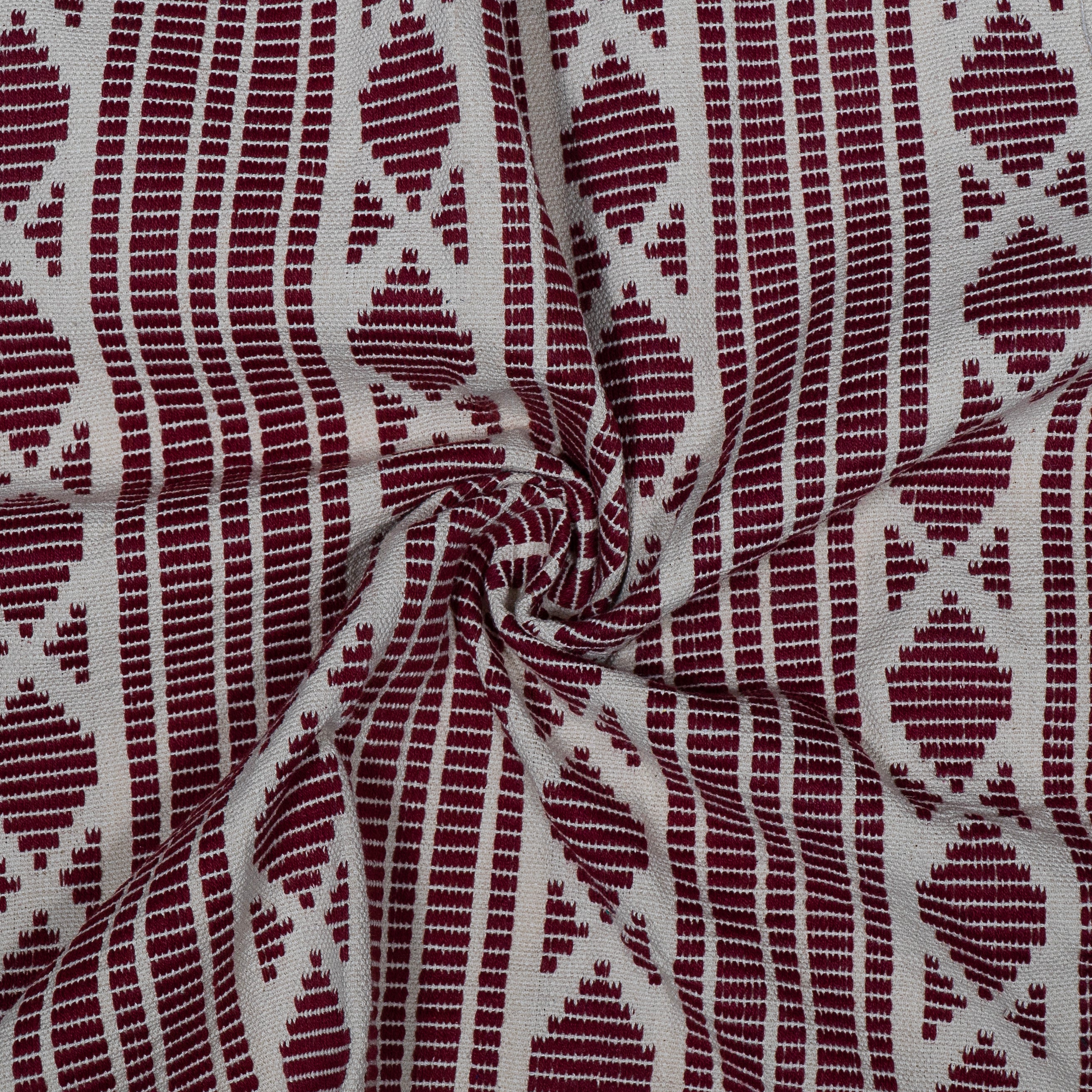 Red & White Cotton Jacquard (Sku: J-482)