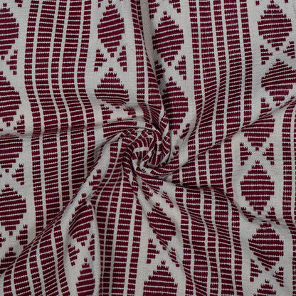 Maroon & White Cotton Jacquard | SKU: J-482