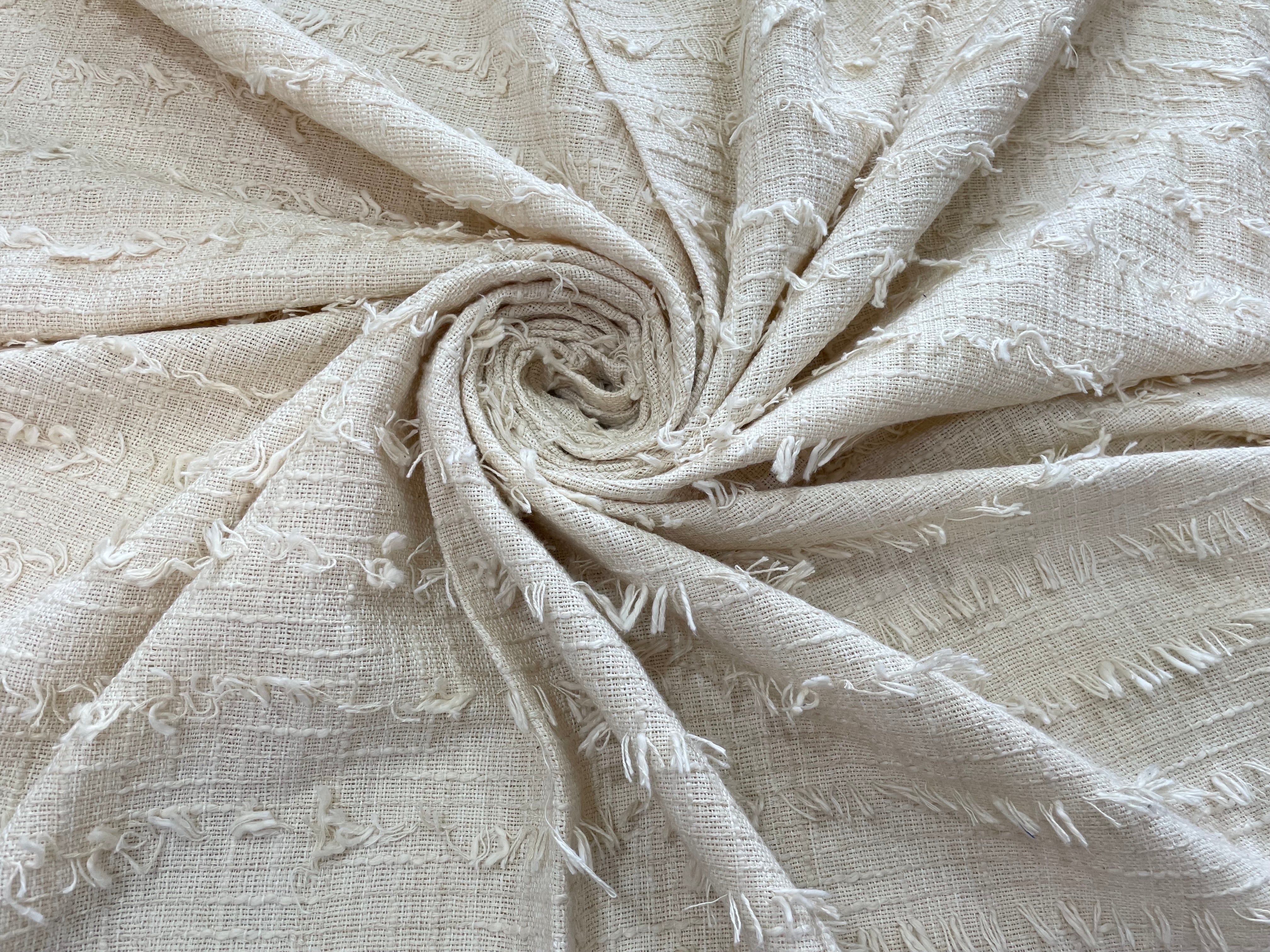 White cotton jacquard fabric (Sku: J-493)