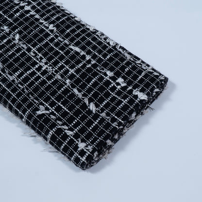 Black, White Cotton Tuftting Jacquard | SKU: J-498