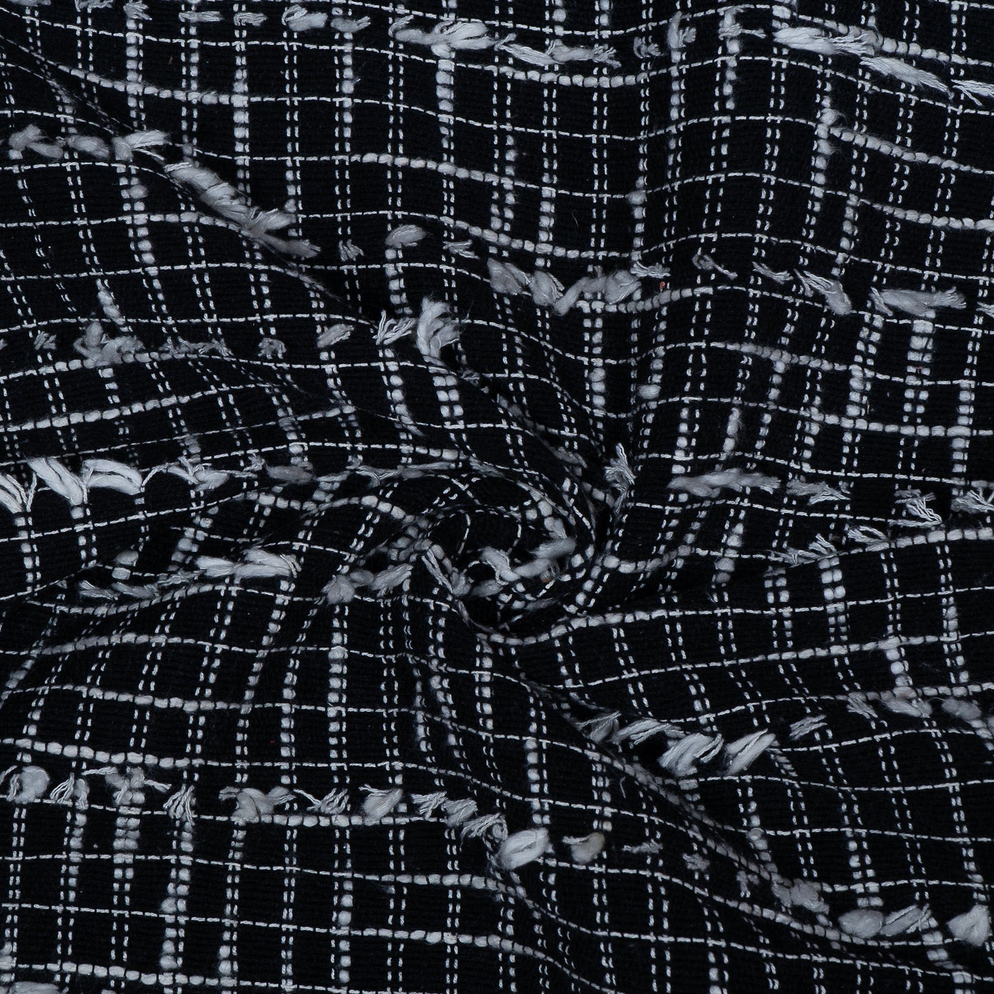 Black, White Cotton Tuftting Jacquard (Sku: J-498)