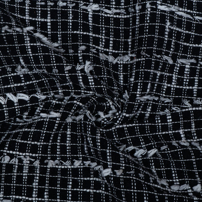 Black, White Cotton Tuftting Jacquard | SKU: J-498