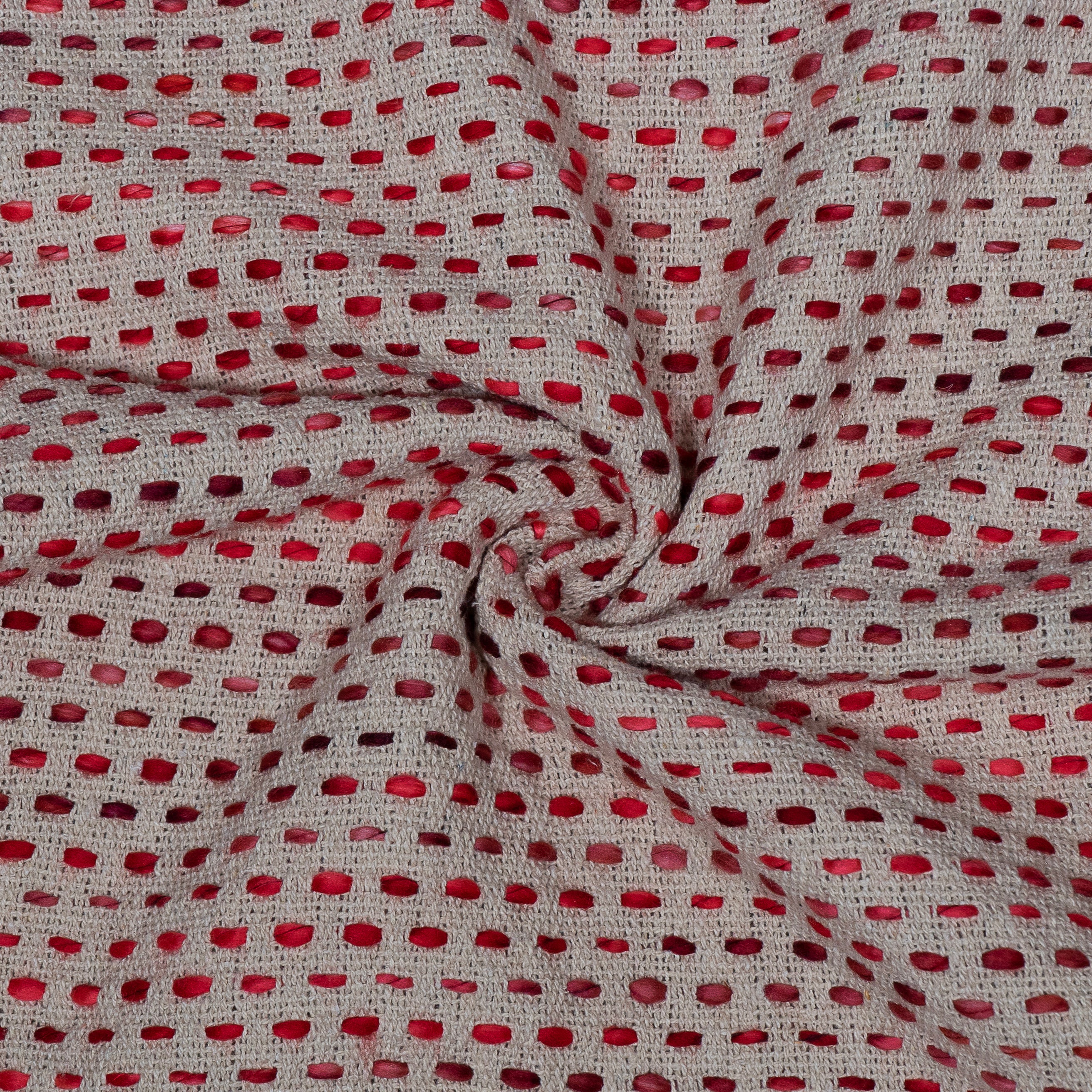 Red Color Texture Cotton Jacquard (Sku: J-507)