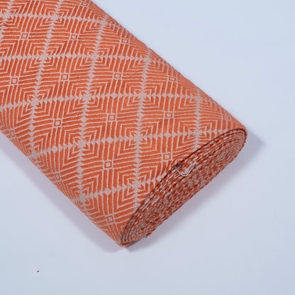 Orange, White Cotton Blend Jacquard | SKU: J-508