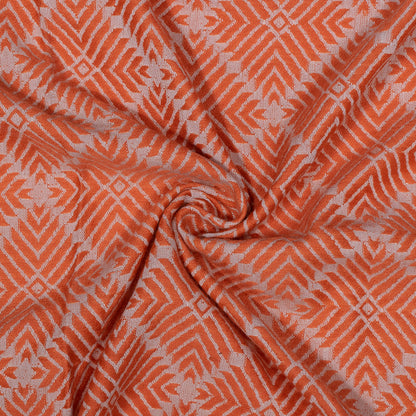 Orange, White Cotton Blend Jacquard | SKU: J-508