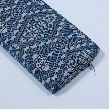 Blue, White Cotton Blend Jacquard | SKU: J-518