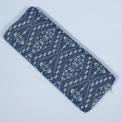 Blue, White Cotton Blend Jacquard | SKU: J-518