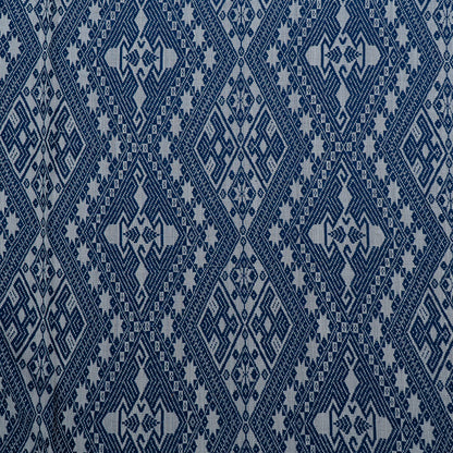 Blue, White Cotton Blend Jacquard | SKU: J-518