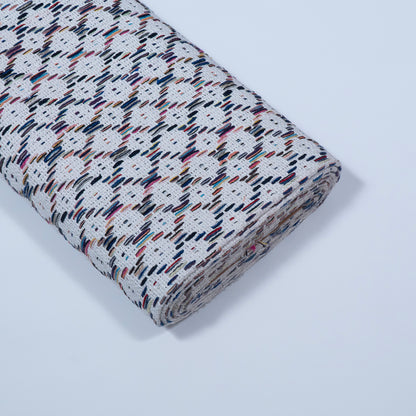 White, Multicolor Cotton Blend Jacquard | SKU: J-519