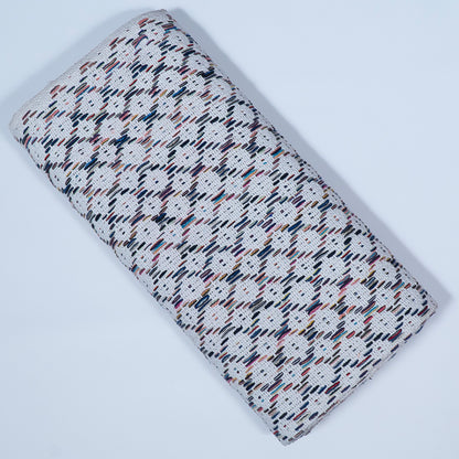 White, Multicolor Cotton Blend Jacquard | SKU: J-519