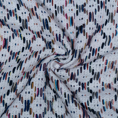 White, Multicolor Cotton Blend Jacquard | SKU: J-519