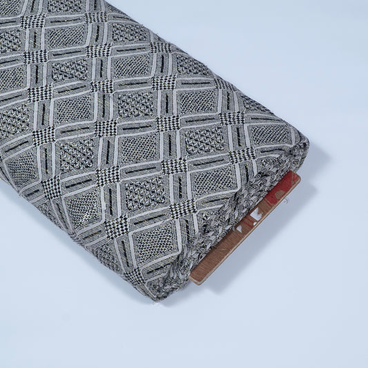 Black, White Cotton Lurex Jacquard (Sku: J-521)