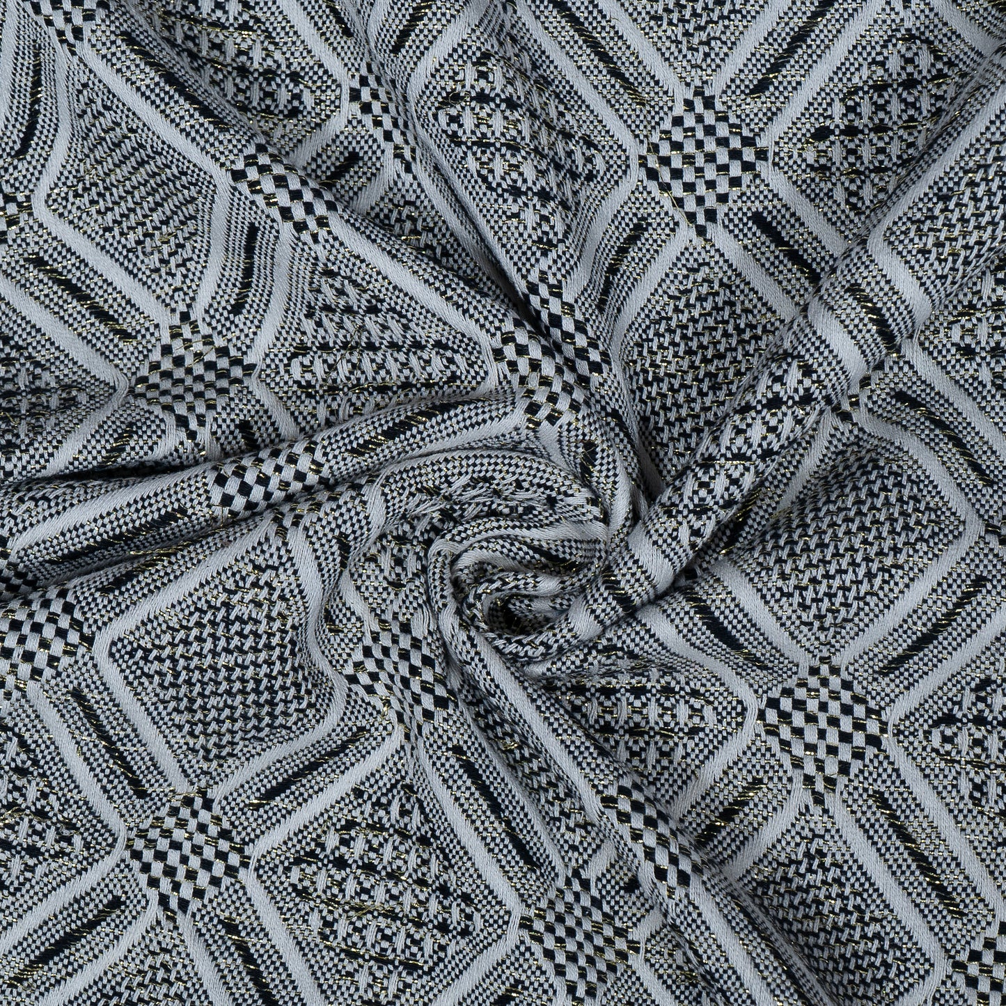 Black, White Cotton Lurex Jacquard (Sku: J-521)